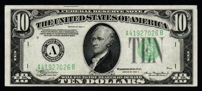 1934A $10 BEAUTIFUL BOSTON AU+/UNC Federal Reserve Note! - Image 1 of 2