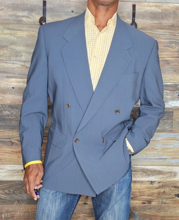 Chaqueta Blazer Lubiam Made in Italy Doble Pecho Azul Lana 42R Foto 1 de 4