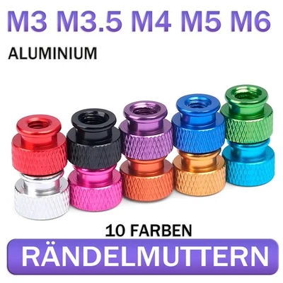 M3 M4 M5 M6 Rändelmuttern Hohe Form Blindes Loch Aluminium Rändelmutter 10 Farbe - Bild 1 von 4
