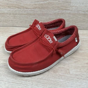 Hey Dude Wally Burnt Brick Men's 11 Red Canvas Slip On Shoes Casual Boat Sneaker - Picture 1 of 9