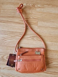 NEW Tignanello Indigo Orange Pebbled Leather Crossbody Shoulder Bag Handbag NWT - Picture 1 of 18