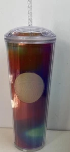 2021 Starbucks 24 Oz. Venti Cold Cup Tumbler Rainbow KALEIDOSCOPE Straw - Picture 1 of 7