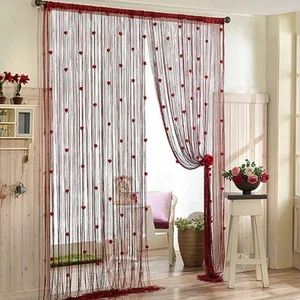 Shiny Door Curtain Solid Color Tassel Window Curtain  Home Decor - Picture 1 of 25