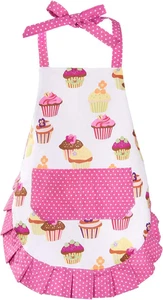 100% Cotton Kids Girls Aprons for Cooking Cute Toddler Cupcake Baking Apron Adju - Picture 1 of 12