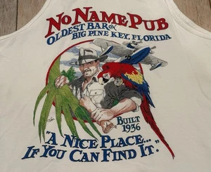 No Name Pub White Tank Top XL Big Pine Key, FL Bar Shirt Alstyle Vintage Parrot - Picture 1 of 9