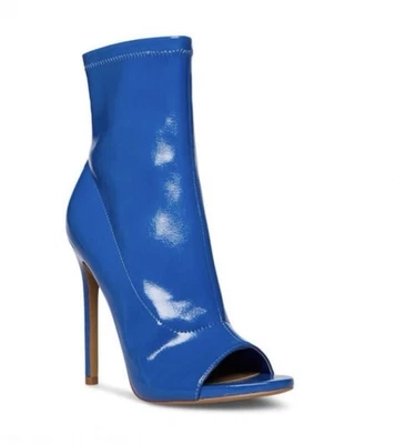 Botín Steve Madden Elettra azul charol tacón alto talla 8 Foto 1 de 4