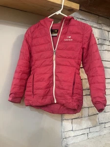 Eider France Kinder Daunen gefütterte Jacke Jugend Medium 10/12 rosa Kapuze Skimantel - Bild 1 von 5