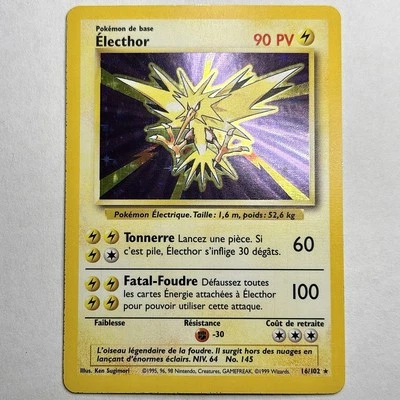 Electhor (Zapdos) 16/102 French Version Holo Base Set Unlimited Pokemon Card, LP - Image 1 of 3