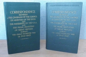 2 Vol JOSEPH STALIN Official Correspondence w/ Winston Churchill & FDR 1957 USSR - Picture 1 of 12