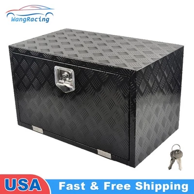 30" X 18" X 18" Black Aluminum Underbody Truck Trailer Storage Tool Box w/ Lock - Image 1 of 4