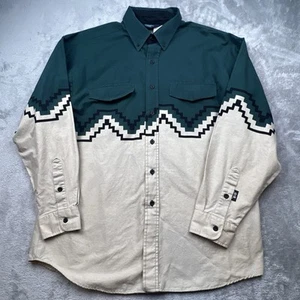 Brooks Dunn Panhandle Slim Western Shirt XL Green Tan Aztec Southwestern Cowboy - Picture 1 of 14