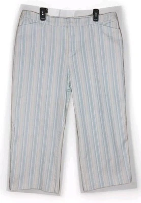 Pantalones cortos elásticos de pierna recta a rayas Aqua Cherokee nuevos con etiquetas - talla 18 Foto 1 de 3