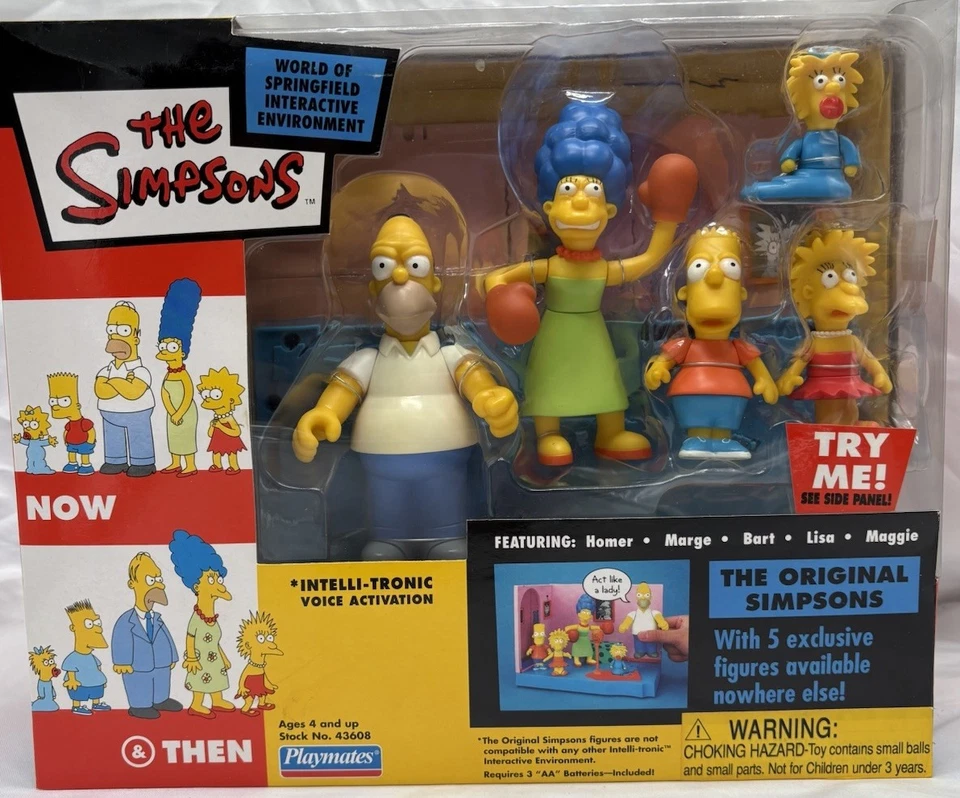 The Simpsons 5 Original Figures 2003 Now & and Then Playmates Interactive 43608