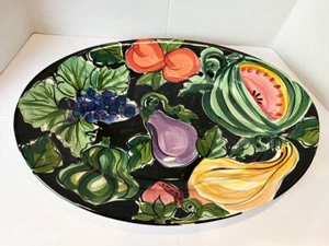 Vintage 1995 Vickie Carroll Pottery Studio Bon Appetit 19" Oval Platter Fruit - Picture 1 of 3