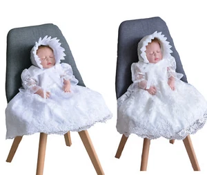  Baby Mädchen Taufkleid Spitze Partykleid Motorhaube 0 3 6 9 12 18 24 Monate - Bild 1 von 17