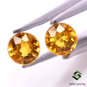 Par de piedras preciosas sueltas de zafiro amarillo natural certificado 4,50 mm - Imagen 1 de 3