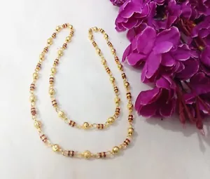 Indian Red Gold Plated Necklace Matarmala Traditional Mangalsutra Party Wear - Picture 1 of 5