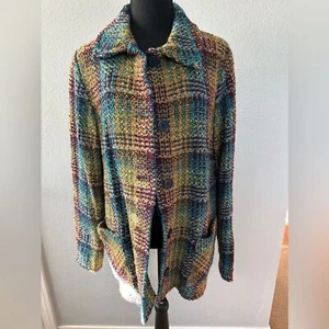 Boyne Valley Weavers Handmade in Ireland Wool/Alpaca/Angora Blend Plaid Jacket M - Picture 1 of 6