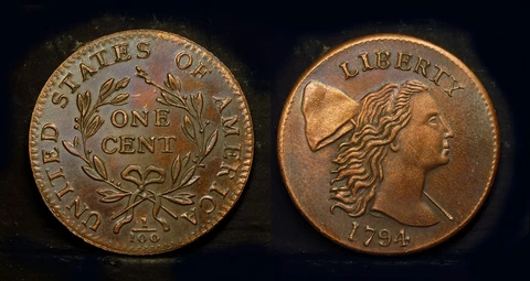 Early American copper CENT 1794 "Flowing Hair....Liberty Cap " Cover