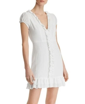 Aqua 253742 Womens Ruched Ruffled Casual Dress White Size Small - Image 1 of 3