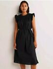 Boden Black Broderie Linen Lace Sun Dress Summer Cotton Size 18 R Midi New