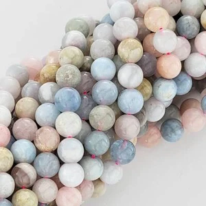Morganite Beads Beryl Beads Pink Blue Natural Smooth Round Gemstone 6mm 8mm 10mm - Picture 1 of 15