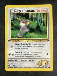 Pokemon TCG 85/132 Lt. Surge's Rattata Gym Challenge 1st Ed Common LP - Picture 1 of 2
