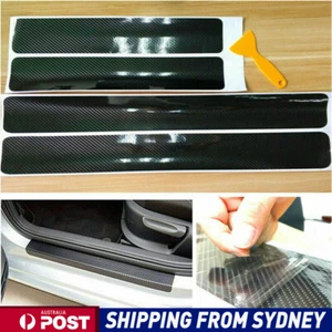 4X Car Door Plate Sill Scuff Anti-Scratch Cover Trims Sticker 4D Carbon Fiber - Picture 1 of 17