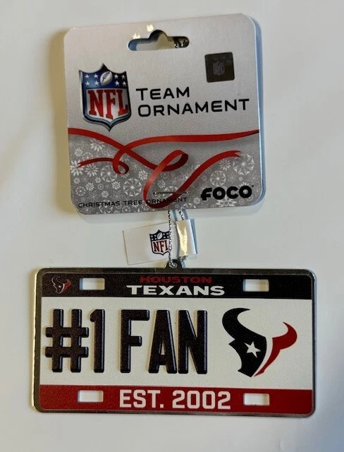 Houston Texans Christmas Tree Holiday Ornament - #1 Fan License Plate - Metal - Image 1 of 1