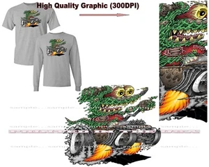 Zombie Rat Speeding Demon Hot Rod Car BM Cartoon Gray T Shirt - Picture 1 of 4