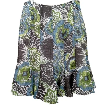 LAFAYETTE 148 NY Womens Multicolor Floral Linen Blend Tulip Skirt Size 10 - Image 1 of 4