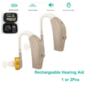 BTE Rechargeable Digital Hearing Aid Severe Loss Ear Aid HIGH-POWER Tool Kit - Picture 1 of 14