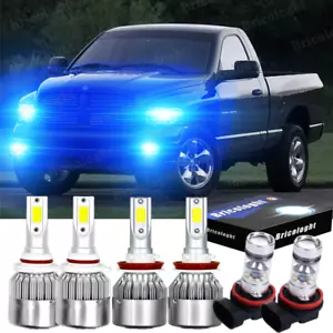 For Dodge RAM 1500 - 2019 2020 6x BLUE LED Headlight Hi/Lo & Fog Light Bulbs - Picture 1 of 12