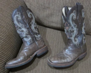 Ferrini Women's Leather Square Toe Cowboy Boots Size 6-1/2B Brown (9239309) - Picture 1 of 22