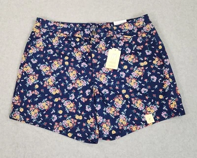 St Johns Bay цветочный шорты женщин размер 14P новый с Ярлыками темно-синий средний подъем легко подходит карманы - Изображение 1 из 4