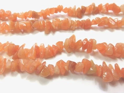 36 INCH STRAND ~ PEACH AVENTURINE ~ STONE CHIPS ~ BEADS - Image 1 of 2