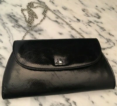 Bolso sin asas Catherine Malandrino negro de piel de serpiente nuevo sin etiquetas Foto 1 de 4