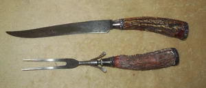 VINTAGE SILBER & HIRSCH HIRSCH GEWEIH GRIFFE 2-TEILIGES BESTECKSET / GUTER ZUSTAND - Bild 1 von 3