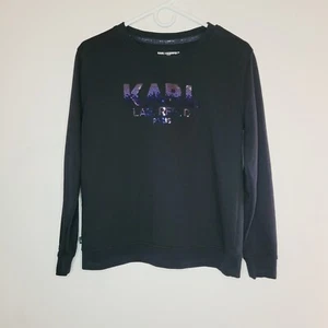 Karl Lagerfeld Tee Long Sleeve Pull On Women's Small Black Sequin Casual Easy - Picture 1 of 10