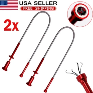 2*Pick Up Tool 62cm Flexible Claw Magnetic LED Picker 4-Claw Trash Grabber Red - Picture 1 of 12