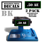 50 AE Reloading Press Decals Ammo Labels Sticker 2 Pack BLK/GRN 1.95" x .87"