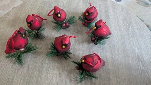7 Vintage rote Kardinal Glas Vogel Ornamente  - Bild 1 von 14