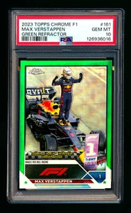 2023 Topps Chrome F1 #161 Max Verstappen Green Refractor #03/99 PSA 10 - Picture 1 of 2