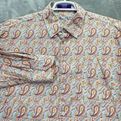 Camisa Alan River Hombre XL Club Disco Paisley Floral Abotonada AOP Divertida audaz Foto 1 de 4