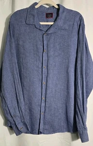 UNTUCKit Shirt Mens XXL Blue Linen Slim Fit Wrinkle Resistant Button Down - Picture 1 of 6
