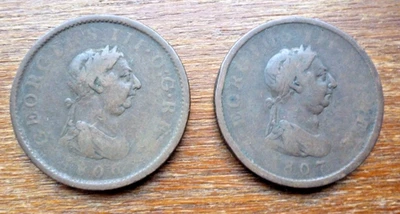1806 and 1807 One Penny Coins. King George III. Job Lot - Image 1 of 4