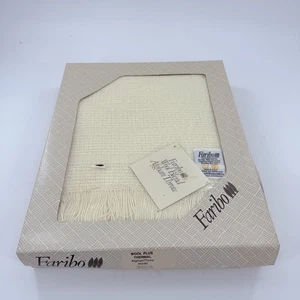 Faribo Wool Plus Thermo Afghan Überwurf Decke Elfenbein 50 x 60" Vintage - Bild 1 von 4