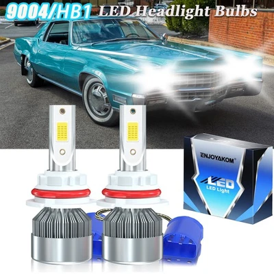 9004 HB1 LED Headlights Bulbs For Cadillac Eldorado 1986-1991 High Low Beam - Image 1 of 4