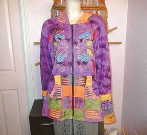 Rising International Jacket Size XXL Patchwork Embroidered Hoodie Hippie Boho - Picture 1 of 10
