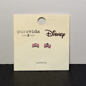 Pura Vida x Disney Daisy Duck Minnie Mouse rosa Emaille Schleife Ohrstecker - Bild 1 von 3